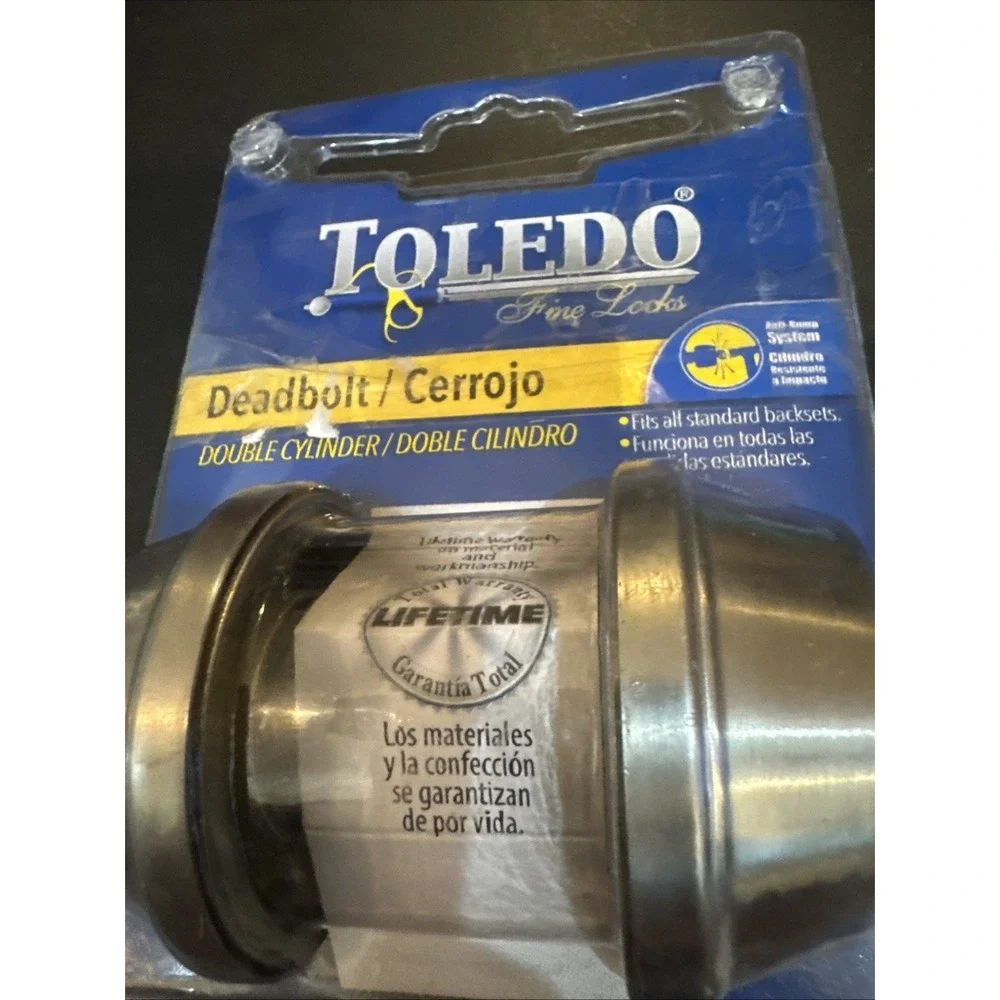 Toledo Fine Locks‎ Double Cylinder Deadbolt Set Satin Stainless Steel Key Lock